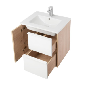 Тумба под раковину Акватон Бостон 60см белый/дуб эврика 1A252501BN010